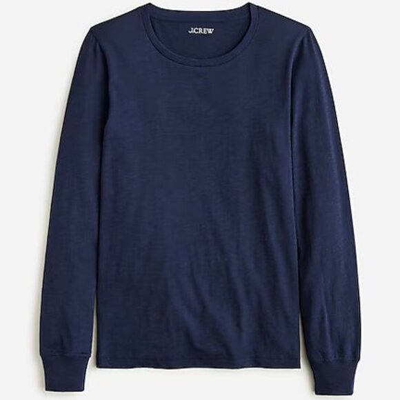 J. Crew Tops - J. Crew Vintage Cotton Crewneck Long Sleeve Navy Blue T Shirt Size S